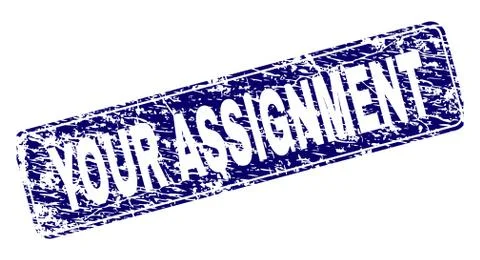 Scratched YOUR ASSIGNMENT Framed Rounded Rectangle Stamp Stock Illustration