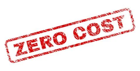 Scratched ZERO COST Rounded Rectangle Stamp Ilustração Stock