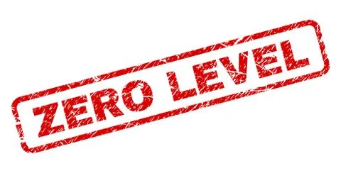 Scratched ZERO LEVEL Rounded Rectangle Stamp Ilustração Stock