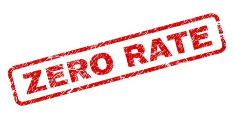 Scratched ZERO RATE Rounded Rectangle Stamp Ilustração Stock