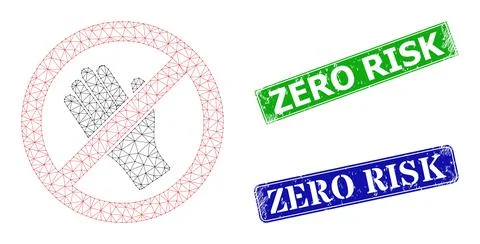 Scratched Zero Risk Imprints and Triangular Mesh Do Not Touch Icon Ilustração Stock