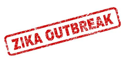 Scratched ZIKA OUTBREAK Rounded Rectangle Stamp Stock Illustration
