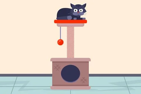 Scratching post in the apartment. cat toy. Stock Illustration