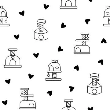 Scratching post for home cats. Coloring Page. Stock Illustration