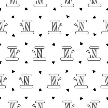 Scratching post for home cats. Coloring Page. Stock Illustration