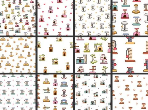 Scratching post for home cats. Seamless pattern. Illustrazione stock