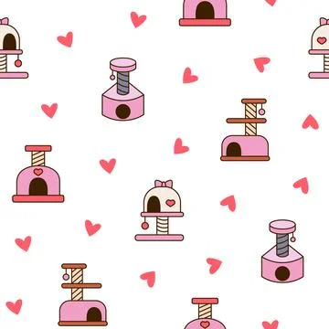 Scratching post for home cats. Seamless pattern. 스톡 일러스트