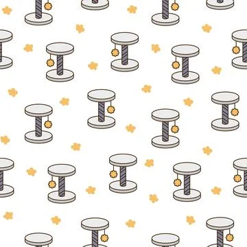 Scratching post for home cats. Seamless pattern. Stock Illustration