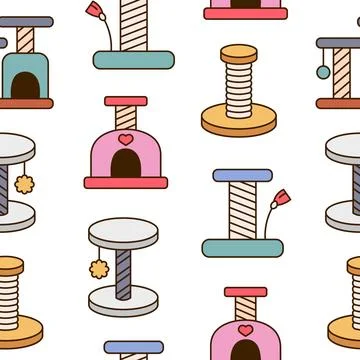 Scratching post for home cats. Seamless pattern. Stock Illustration