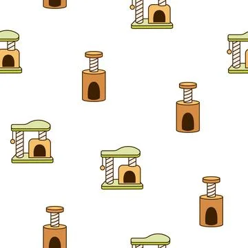 Scratching post for home cats. Seamless pattern. Stock Illustration