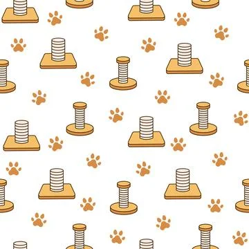 Scratching post for home cats. Seamless pattern. Stock Illustration