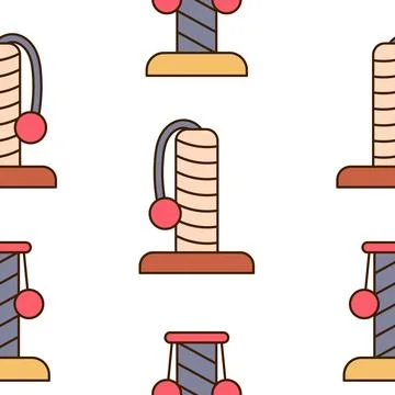 Scratching post for home cats. Seamless pattern. Stock Illustration