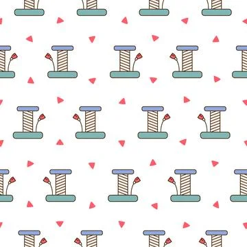 Scratching post for home cats. Seamless pattern. 스톡 일러스트