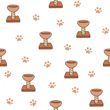 Scratching post for home cats. Seamless pattern. Illustrazione stock