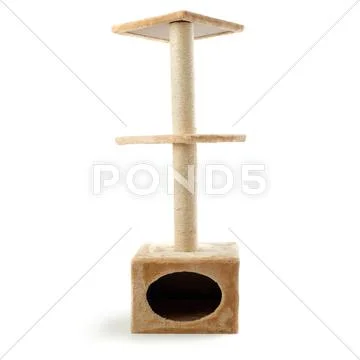 Scratching post over isolated white background Stock Photos