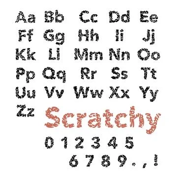 Scratchy font Alphabet Stock Illustration