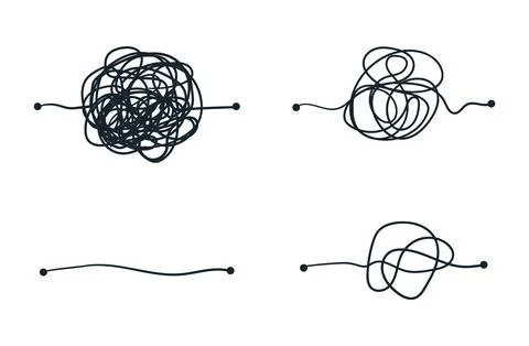 Scrawl ball. Messy process icons. Vector complicated way concept. Stock Illustration