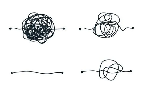Scrawl ball. Messy process icons. complicated way concept. Illustration
