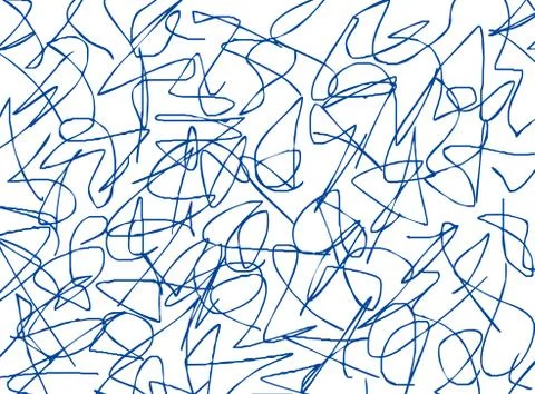 Scrawl blue on white background. Abstract illustration scribble. children dra Stock Illustration