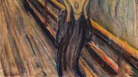 The Scream, 1893 by Edvard Munch - In Motion Stockbeeldmateriaal 113014407