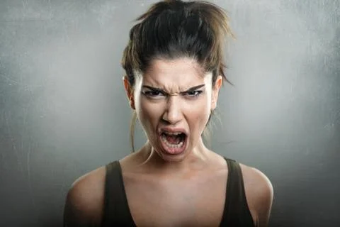 Scream of angry upset woman Stock Photos