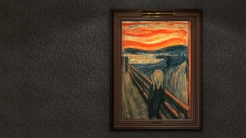 The scream by Edvard Munch 1893, animated painting. 4k painting in motion, Stock Footage 123001213