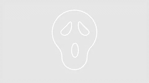 Scream face mask white line animation Stock Footage 313983246