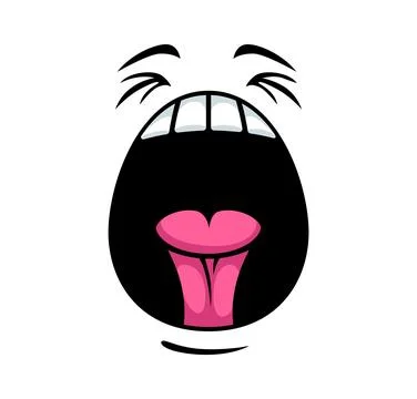 Scream shouting emoji, yelling panic cartoon face Stock Illustration