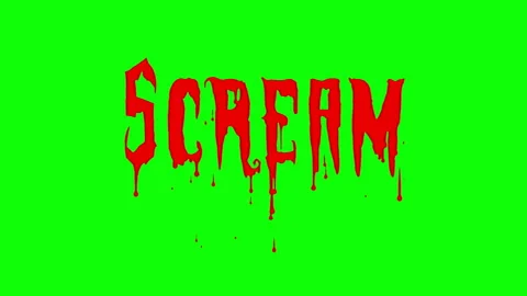 SCREAM text animation with dripping blood on a green screen background Stock Footage 321054842