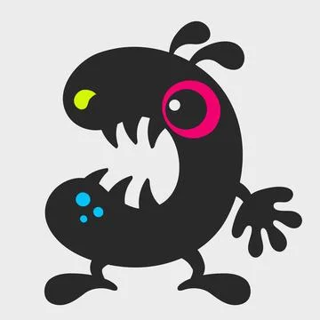 Screaming Bagel Monster. Funny and cute monster. Flat cartoon character desig Stockillustratie