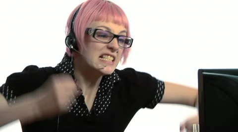 Screaming at a customer Stock Footage 22635323