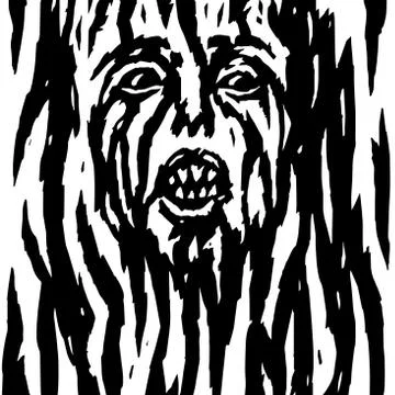 Screaming demon with bleeding woman's face. Vector illustration. Stock Illustration