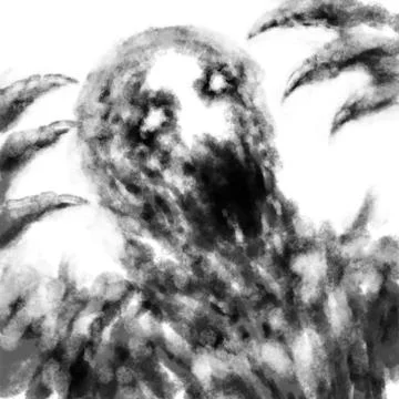 Screaming demon face in the darkness. Stock Illustration