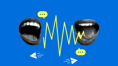 Screaming halftone lips. Gossip at work. Hate on social networks Stock Footage 330285062