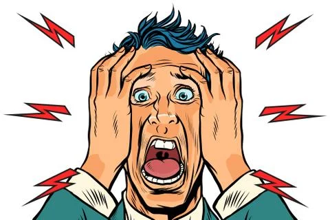 Screaming man isolated on white background Illustration