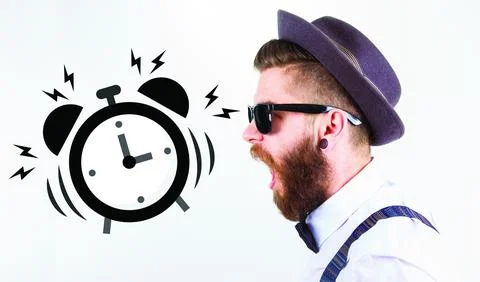 Screaming man with long beard Stock-Fotos