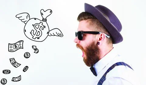 Screaming man with long beard Stock-Fotos