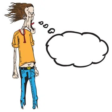 Screaming man with thought bubble Stock Illustration