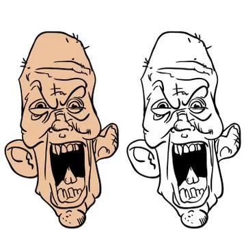 Screaming old man Stock Illustration