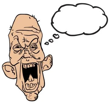 Screaming old man with thought bubble Stock Illustration