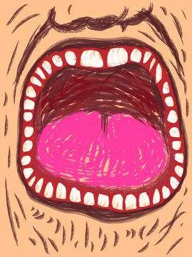 Screaming, open mouth screaming, vector illustration. イラスト素材