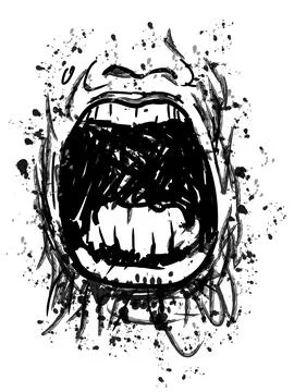 Screaming, open mouth screaming, vector illustration. Illustrazione stock