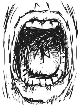 Screaming, open mouth screaming, vector illustration. イラスト素材