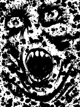 Screaming, open mouth screaming, vector illustration. Illustrazione stock