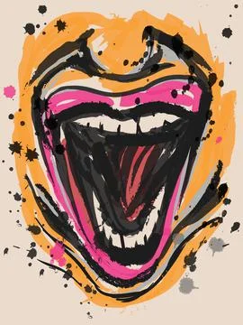 Screaming, open mouth screaming, vector illustration. Illustrazione stock