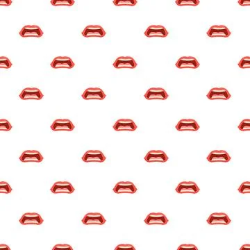 Screaming red lips mouth pattern background design Stock Illustration