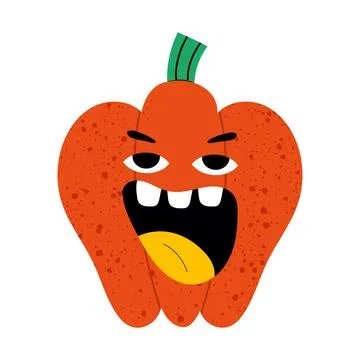 Screaming red pepper character. Stock Illustration