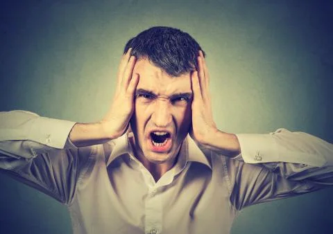 Screaming stressed man Stock Photos