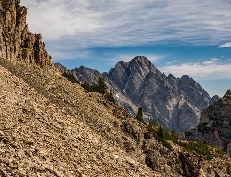 Scree Field With The Back of Mount Moran In The Distance Foto stock