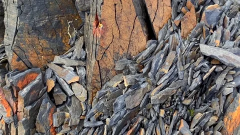 Scree field covering slope in close-up in Svaneti, Georgia Stock Footage 343772311
